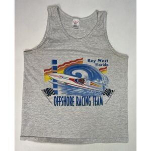 Offshore Racing Team Key West Florida Graphic Tank Top T-shirt Women Medium 90s